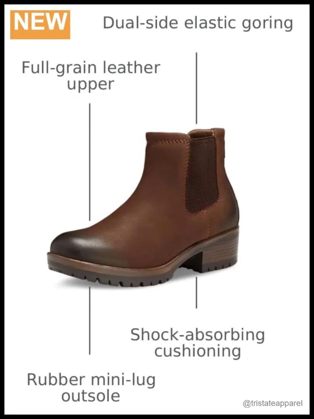 Women's Ankle Chelsea Boots Water Resistant Leather Pull On Block Heel
